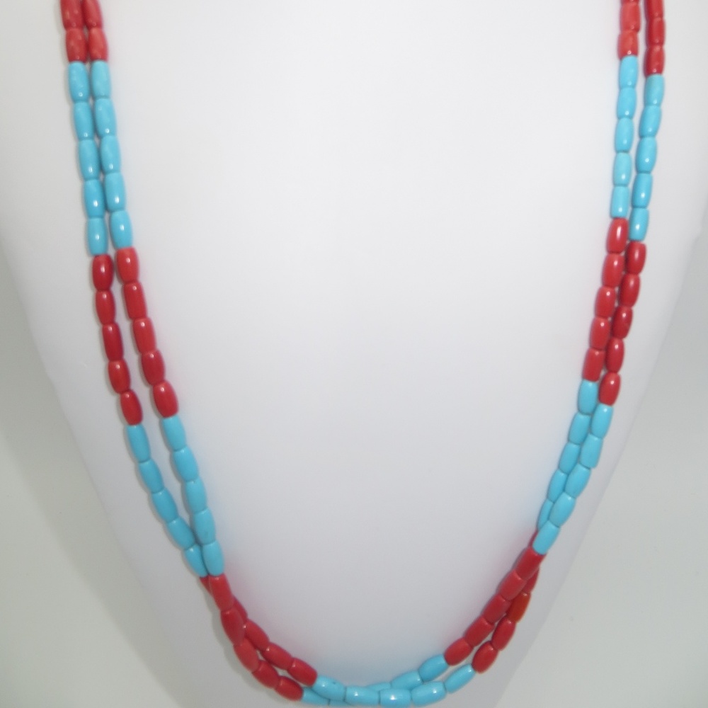 Beautiful Southwestern Red and Turquoise Vintage Necklace - Picture 5 of 13